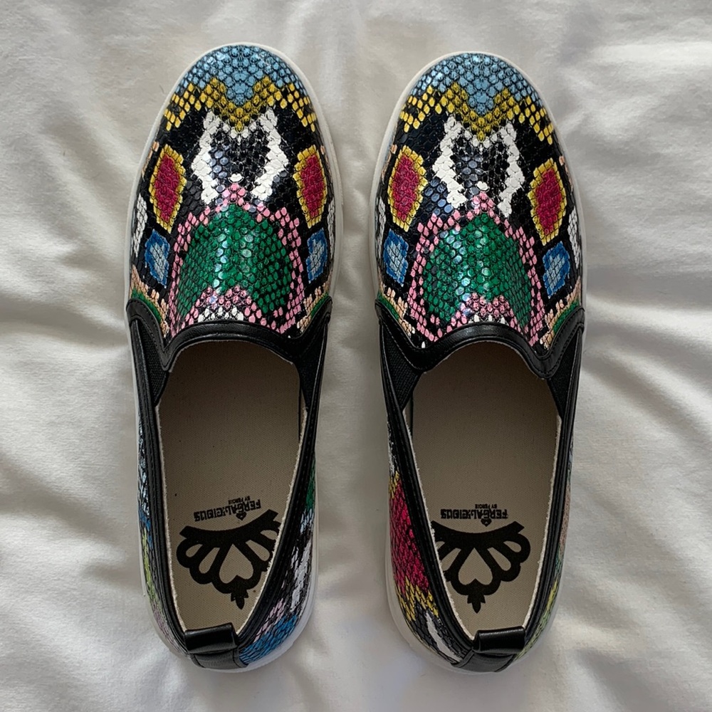 Fergalicious Shortly Sneakers Faux Snakeskin Slip On by Fergie